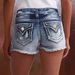 Women's Clothing Fashion Ins Elastic Patch Denim Embroidered Ripped Denim Shorts_ecoleips.com