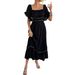Bohemian Color Block Two-Wear Short Sleeve Casual Loose Maxi Dress For Beach Holiday Vacation_ecoleips.com