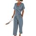 Cross-border European American Women's Clothing New Fashion Simple Casual V-neck Short-sleeve Two-piece Set With Shirt_ecoleips.com