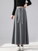 K Half Length Skirt With Contrasting Ribbons, Mid Length Skirt, Light Umbrella Skirt_ecoleips.com