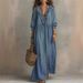 Women's Clothing Striped Ruffled Loose High Waisted V Neck Casual Fashion Dress For Women For Formal & Casual For Women_ecoleips.com