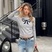 Women's Clothing Sexy Knit Long Sleeve Top For Women, Chic Ribbed Cropped Sweater With Bow Detail, Soft & Stretchy Acrylic Blend, Fitted Casual_ecoleips.com