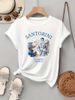Eurean And American Cross-border Foreign Trade Women's Clothing, Urban Scenery Print Round-neck Short-sleeve T-shirt_ecoleips.com
