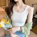Women's Ribbed Tank Top - Anti-Slip, Side Coverage, Slim Fit, Stretchy & Versatile For All Seasons (White/Grey/Black)_ecoleips.com