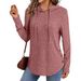 Fall/Winter Women's Fashion Brushed Long Sleeve T-Shirt With Hooded Casual Side Buttons And Drawstring Tops_ecoleips.com
