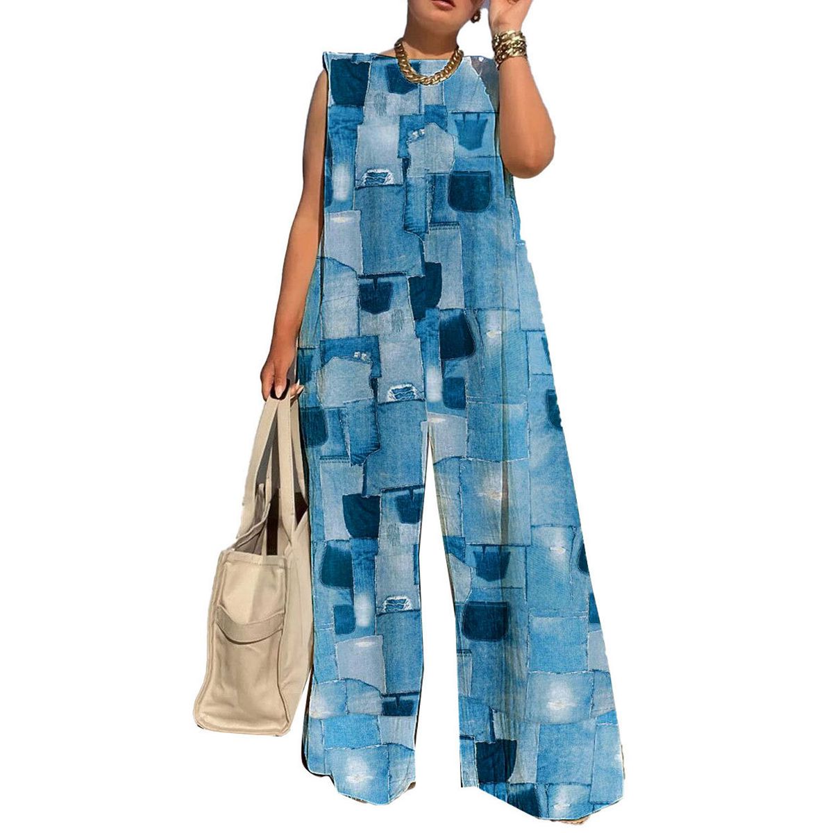 Women’s Clothing casual wide leg printed jumpsuit_ecoleips.com