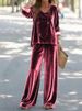 Women's Velvet Round Neck Long Sleeve Top & Pants Set – Soft & Stylish Lounge-to-Street Outfit (S-XXXL, 5 Colors)_ecoleips.com