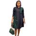 Plus Size Pleated Dress Autumn Wear Lapel Print Loose Slim Single-Breasted Cardigan For Women New Style_ecoleips.com