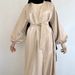 Verve Modest Muslim Fashion Shiny Satin Solid Color Belted Batwing Sleeve Robe Plus Size Women's Clothing_ecoleips.com