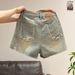 Women's Vintage A-Line Denim Shorts - Retro Light Blue High Waisted Summer Shorts For Casual Street Style_ecoleips.com