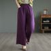 Suitable For All Seasons Summer Thin High-Waisted Artistic Cover-Up Cotton Linen Versatile Loose Plus Size Casual Wide-Leg Pants For Women_ecoleips.com