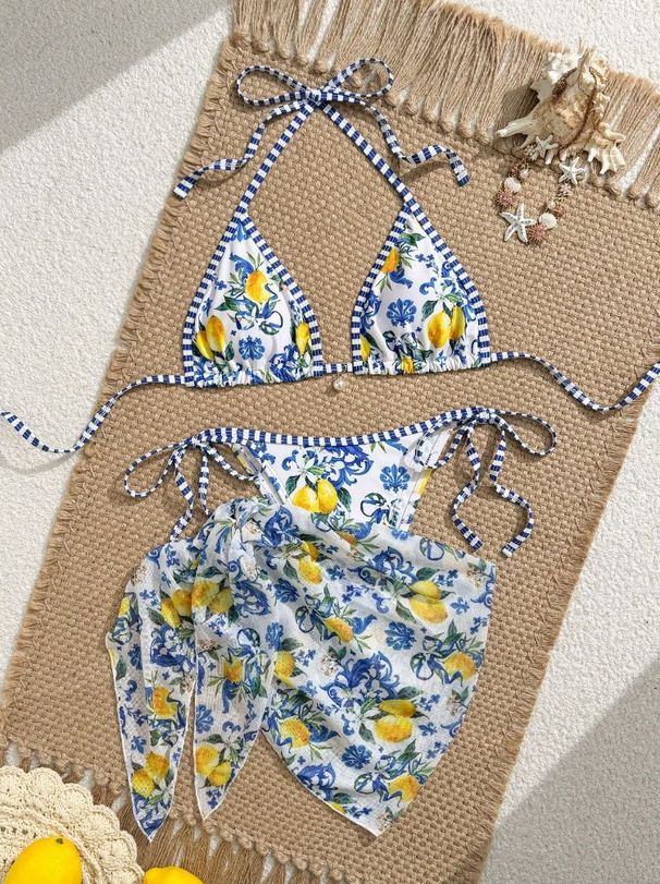 Lemon Tie Waist Bikini Swimsuit European And American Style High End Three Piece Set Sexy Beachwear for Women New 2026 Hot Spring_ecoleips.com
