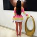 Women's Spring Summer Fashion Handmade Crochet Heart Knitted Multi-color Slim Fit Bodycon Skirt Two-piece Set_ecoleips.com