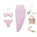 Women's Clothing American Style Three Piece Swimsuit Sexy Two Piece Set With Short Skirt For Beach Vacation Polyester Bikini_ecoleips.com