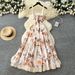 Women's Clothing French Style High Waist Floral Lace Camisole Dress Slimming Gentle Beachwear For Spring And Summer Women's Clothing/Dress_ecoleips.com