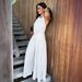 Elegant Women's Halter Neck V-Cut Wide-Leg Pants Set Milk Silk Two-Piece Outfit Black Brown White S-2XL_ecoleips.com