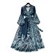 2025 Early Spring New French High End One Piece Tie Waist Print Dress Female Light Luxury Elegant Long Skirt_ecoleips.com