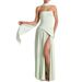 Women New Arrival Solid Maxi Dress Bandeau Neck Backless High Side Slit High Waist Sexy Elegant Party Evening Long Dress_ecoleips.com