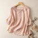 Women's Clothing High End Ramie And Linen Large Size Middle Aged Mother Summer Short Sleeved Shirt_ecoleips.com