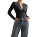 Women's Clothing No Chest Pad Seamless Zipper Long Sleeved Yoga Suit Casual Sports Jumpsuit Threaded Body Shaper Custom_ecoleips.com