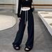 American Black Sports For Women's Spring And Autumn 2025 New High Waisted Loose Casual Sweatpants With A Hanging Feel_ecoleips.com