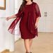Women's Solid Color Mesh Layered Dress, Flowy Casual Maxi Dress With Sheer Sleeves For Daily Wear_ecoleips.com