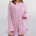 Blue Ruffled Milk Silk Long Sleeve Shorts Pajama Set European And American Cross-Border Autumn New Homewear_ecoleips.com