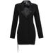 Women's Clothing High End Solid Color Slim Deep V Temperament Diamond Chain Tassel Suit Dress_ecoleips.com