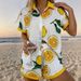 Women's Resort Style Printed Collared Shirt And Shorts Set Short Sleeve Summer Outfit_ecoleips.com