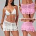 Women's Slim Fit Midi Skirt Ruffled Layered Beach Style Drawstring Tie Detail Solid Color Knit Bodycon Mini Skirt For All Seasons_ecoleips.com