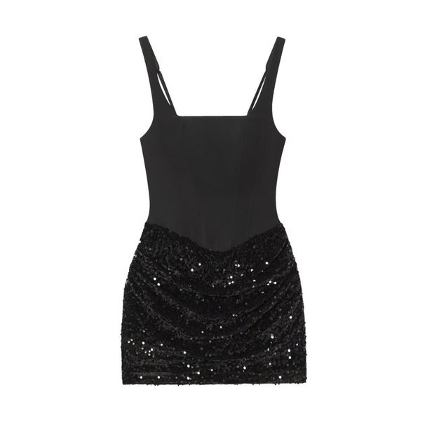 Women's Clothing Slim Fit Sequin Patchwork Suspender Short Dress Spring Summer Fashion Sexy Hot Girl Dress_ecoleips.com