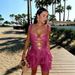 Women's Sexy V-Neck Bodycon Short Skirt Sequin Dress Cross Border Autumn/Winter European American Style Irregular Design_ecoleips.com