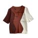 Korean-Style Polo Collar Knit Top – Sweet Color-Block Slim Fit Cropped Sweater For Petite Women, Fall/Winter Essential_ecoleips.com
