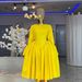 Summer New Style Women's High Waist A-Line Dress Elegant Round Neck Flared Sleeve Casual Vintage Maxi Dress_ecoleips.com