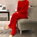 Women's Clothing Autumn/Winter Oversized Knit Sweater Set – Long-Sleeve Two-Piece Outfit (S-3XL, Wool Blend, Solid Colors, Casual & Office Wear)_ecoleips.com