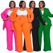 Women's Clothing Plus Size Fashion Temperament Professional Leisure Long Sleeved Trousers Tie Two Piece Suit_ecoleips.com