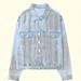 Women's Light Blue Washed Denim Jacket Loose Fit Drop Shoulder Short Versatile Top Factory Direct Wholesale_ecoleips.com