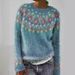 Trendy Color-Block Knit Sweater For Women - Breathable & Comfortable Round Neck Pullover (S-5XL) - Geometric 3D Jacquard Design_ecoleips.com