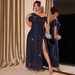 Plus Size Evening Dress With Sequin & High Slit - Elegant Off-Shoulder Formal Gown For Women_ecoleips.com