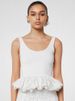 Square Neck Tank Tops For Women Sleeveless Backless Crop Top With Peplum Bubble Hem Summer Top Black White_ecoleips.com
