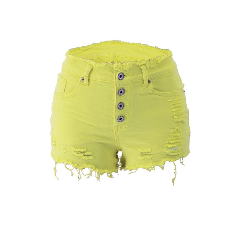 Women's Clothing Spring And Summer New Button Tassel Edge Women's Denim Shorts_ecoleips.com