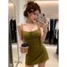 Sexy, Pure Desire, Low Cut, Beautiful Back, Off Shoulder, Camisole Dress, Women's Summer Hot Girl, Slim Fit, Slimming, Lace Up Short Skirt_ecoleips.com