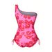 Modest One-Piece Swimsuit With Cover-Up Skirt - Floral Print Plus Size Bathing Suit For Women, Long Sleeve Beachwear (Rose Red/Green, 0XL-4XL)_ecoleips.com