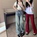 Plus-size Loose-fitting American Retro Straight-leg Jeans For Women, Autumn Wear, High-waisted, Slimming, Stylish_ecoleips.com