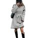 Oversized V-Neck Knit Dress With Adjustable Waist Tie – Boho Chic Long Sleeve Midi Dress For Women_ecoleips.com
