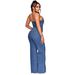 Women's Clothing New Tube Top One Shoulder Slim Fit Micro Flared Jumpsuit Jeans_ecoleips.com