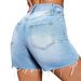 Women's Clothing Summer Street High Elastic High Waist Shorts Ripped Denim Shorts Women Super Hot_ecoleips.com