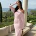 Hot-Selling Women's 2025 Summer New Fashion Slim Off-Shoulder Sleeve Versatile Long Dress Wholesale_ecoleips.com