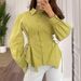 Women's Sexy Pure Design Long Sleeve Shirt Top Tie Waist Solid Color Style Spring New_ecoleips.com