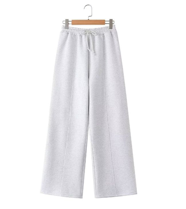 Trendy Zip-Up Bomber Jacket & High-Waist Flannel Pants Set – Stylish Two-Piece Outfit For Women (Beige/Grey/Black, 3 Sizes)_ecoleips.com